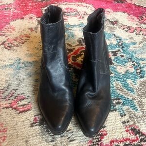 Lucky Brand Black Pointed-Toe Ankle Boots